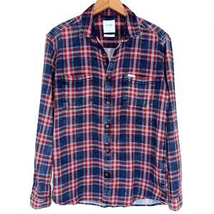 Voi Jeans Blue & Red Plaid Button Down Shirt Size Medium